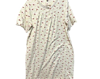 CHARTER Club Flanell Weiß & Rot Cardinal Print Nachthemd, XL