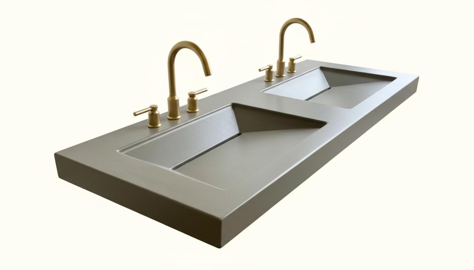 Modern Ramp Concrete Sink | Double Integral Basin With Slot Drain ...