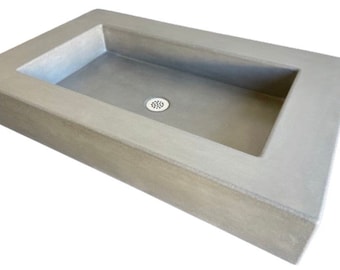 Wall mounted concrete sink, Floating concrete sink,  Farmhouse Sink, Light Grey, Bathroom Sink, In stock - Ready to ship