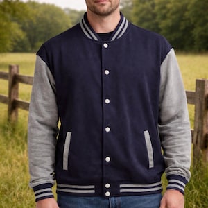 Varsity Jacket- Blue and Gray, Men's XL