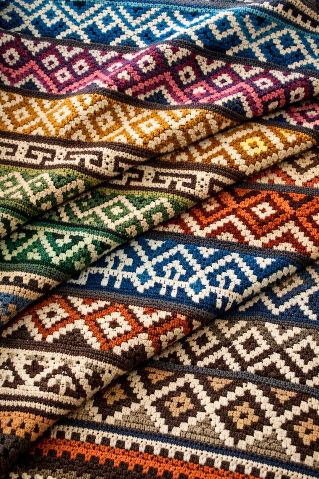Mosaic Crochet Blanket Pattern – Geometric Overlay Design (PDF Pattern ...