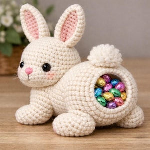 Bunny Easter Crochet Pattern, Amigurumi Rabbit, Basket Pattern