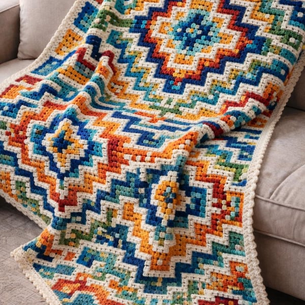Patrón de crochet mosaico – Overlay Mosaic Crochet – Patrón de manta de crochet mosaico – Mosaic Crochet