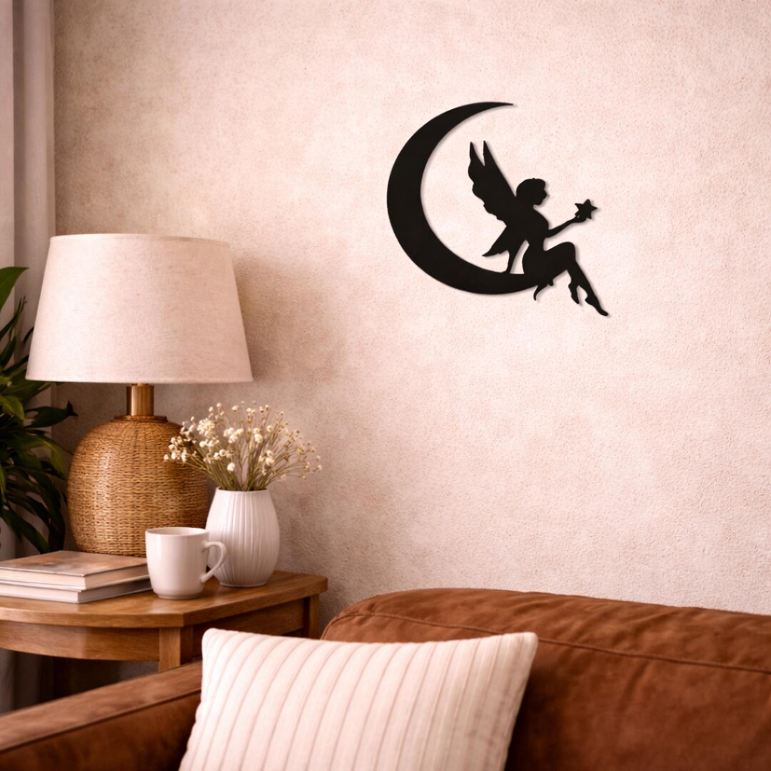 Fairy on the Moon Metal Wall Art – Celestial Home Decor - Etsy