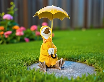 Resin Duck Garden Statue – Rustic Whimsical Outdoor Decor