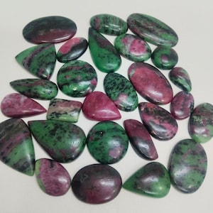 Handmade Ruby Zoisite Cabochons, Gemstone Jewelry Making Lot
