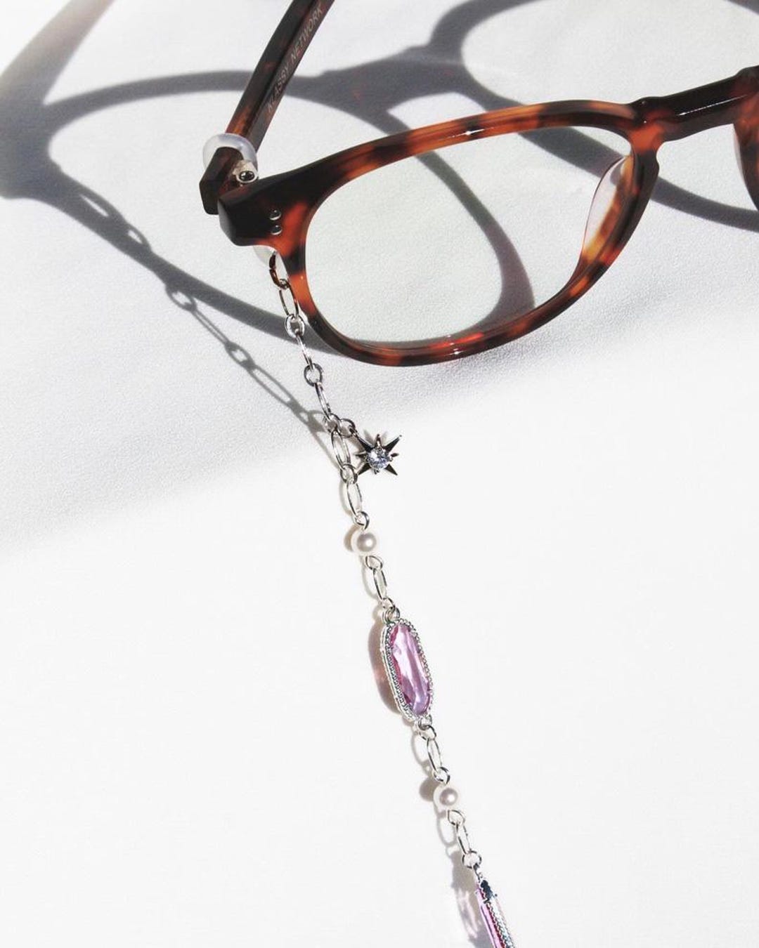 Lavender Crystal Glasses Chain: Silver Star & Pearl Suncatcher, August ...