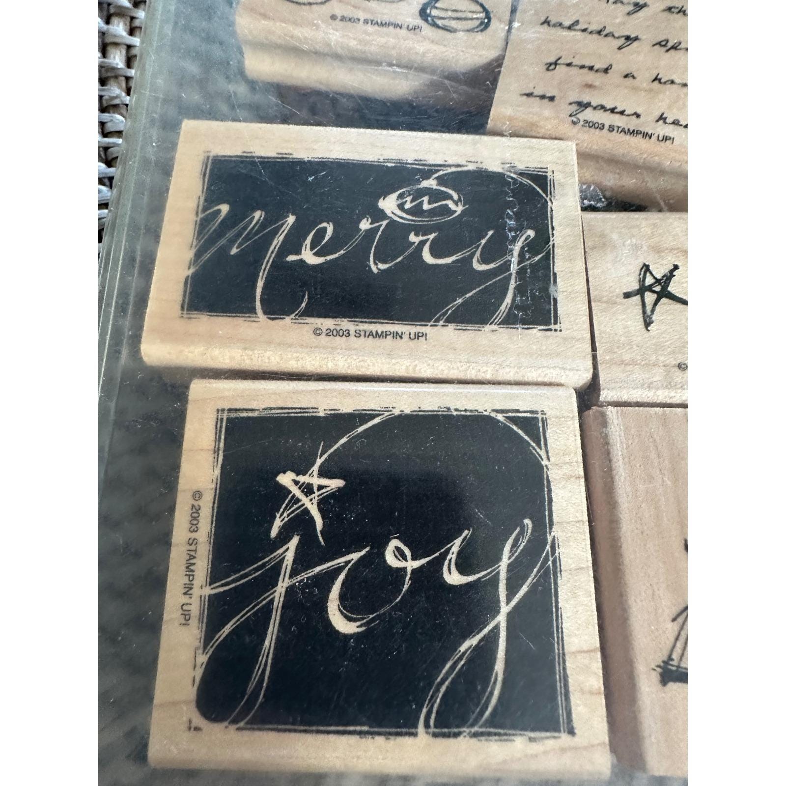 Stampin up Holiday Spirit Wood Mount Rubber Stamp Set 2003 Christmas 6 ...
