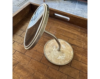 Vintage Mother of Pearl Vanity Mirror Flexible Gooseneck Tabletop Makeup Mirror