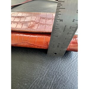 Brighton Cognac Brown Croc Embossed Leather Crossbody Wallet Bag Silver VGUC image 10