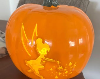 Disney Tinkerbell Halloween Pumpkin Light Up Decor Fall Decoration VGUC