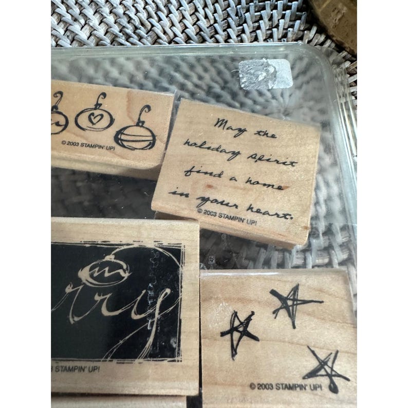 Stampin up Holiday Spirit Wood Mount Rubber Stamp Set 2003 Christmas 6 ...