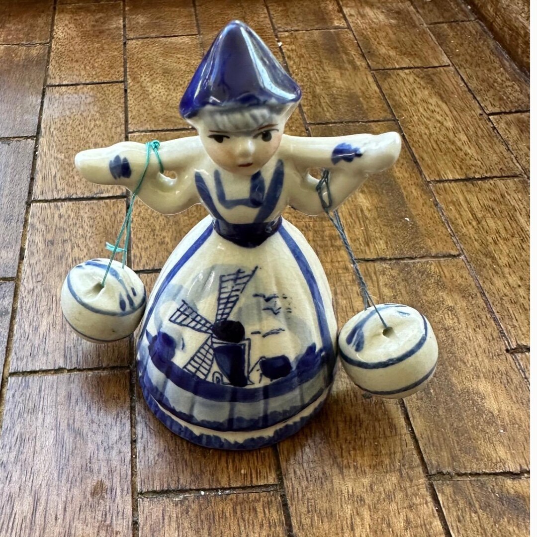 Vintage Delft Deco Hand Painted Holland Porcelain Dutch Girl Bell With ...