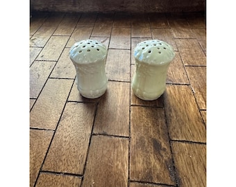 Vintage Cream Ceramic Floral Embossed Salt and Pepper Shakers Set VGUC