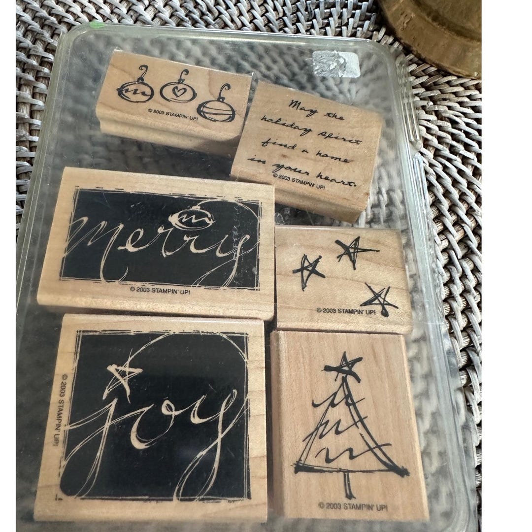 Stampin up Holiday Spirit Wood Mount Rubber Stamp Set 2003 Christmas 6 ...