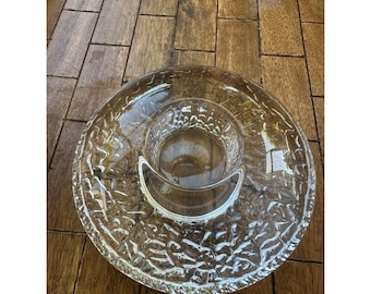 Orrefors Sweden kristallen kandelaar met getextureerd ijsglas taps toelopend raam SignedVGUC