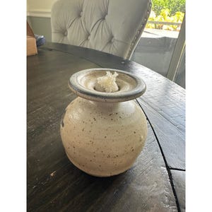 Handmade Studio Pottery Oil Lamp Speckled Stoneware Rustic Ceramic Wick Burner