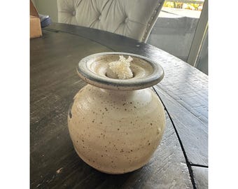 Handmade Studio Pottery Oil Lamp Speckled Stoneware Rustic Ceramic Wick Burner