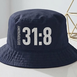 クリスチャンバケットハット（カスタム聖句入り） - 信仰に基づいたパーソナライズされた聖句入り、宗教的なティーンエイジャーやお母さんへのギフト - 刺繍入り