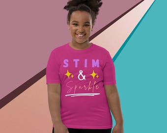 Kids Stim & Sparkle T-Shirt | Autism Acceptance, Pink Cotton Tee