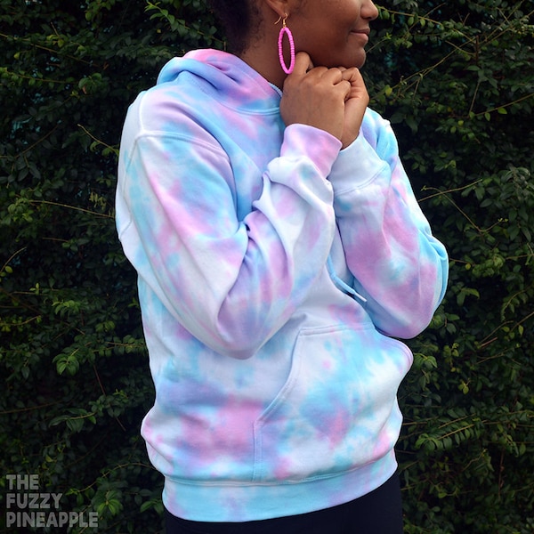 Pastel Pink Blue White Scrunch Tie Dye Hoodie Sweatshirt S M L XL 2XL 3XL 4XL 5XL The Fuzzy Pineapple Harajuku Fairy Kei Kawaii Cotton Candy