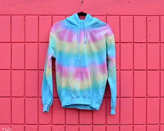 S Ready to Ship SMALL Rainbow Tie Dye Hoodie Sweatshirt The Fuzzy Pineapple Harajuku Fairy Kei Kawaii Colorful Candy Shirt Top Boho Gift