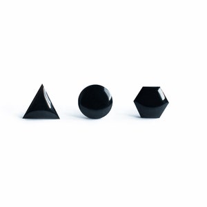 Black stud earrings Geometric jewelry triangle hexagon earrings black studs surgical steel