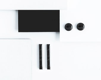 Black stud earrings, surgical steel, bar stud earrings long