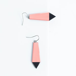 Geometric earrings Minimalist jewelry Living coral earrings gift for her unusual earrings Coral