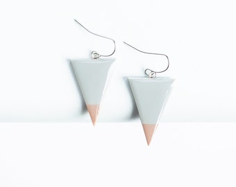 Gray triangle earrings, geometric jewelry, minimalism earrings