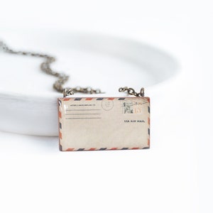 Small envelope necklace, unusual jewelry, pendant necklace