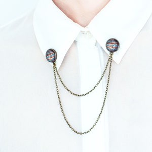 Jupiter collar pins Double collar chains Clothes accessories