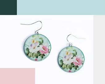 Peony earrings Spring jewelry Nature earrings floral