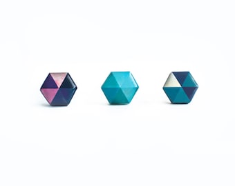Pendientes hexagonales de acero quirúrgico. Joyas geométricas.