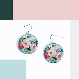 Roses earrings Garden jewelry Botanical earrings spring