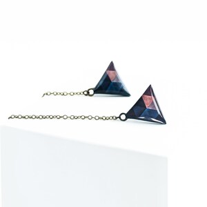 Navy blue triangle collar brooches, collar chain, geometric brooch, unique gift for her image 3