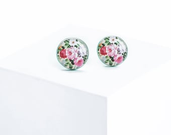 Floral stud earrings garden jewelry flowers post earrings spring jewellry