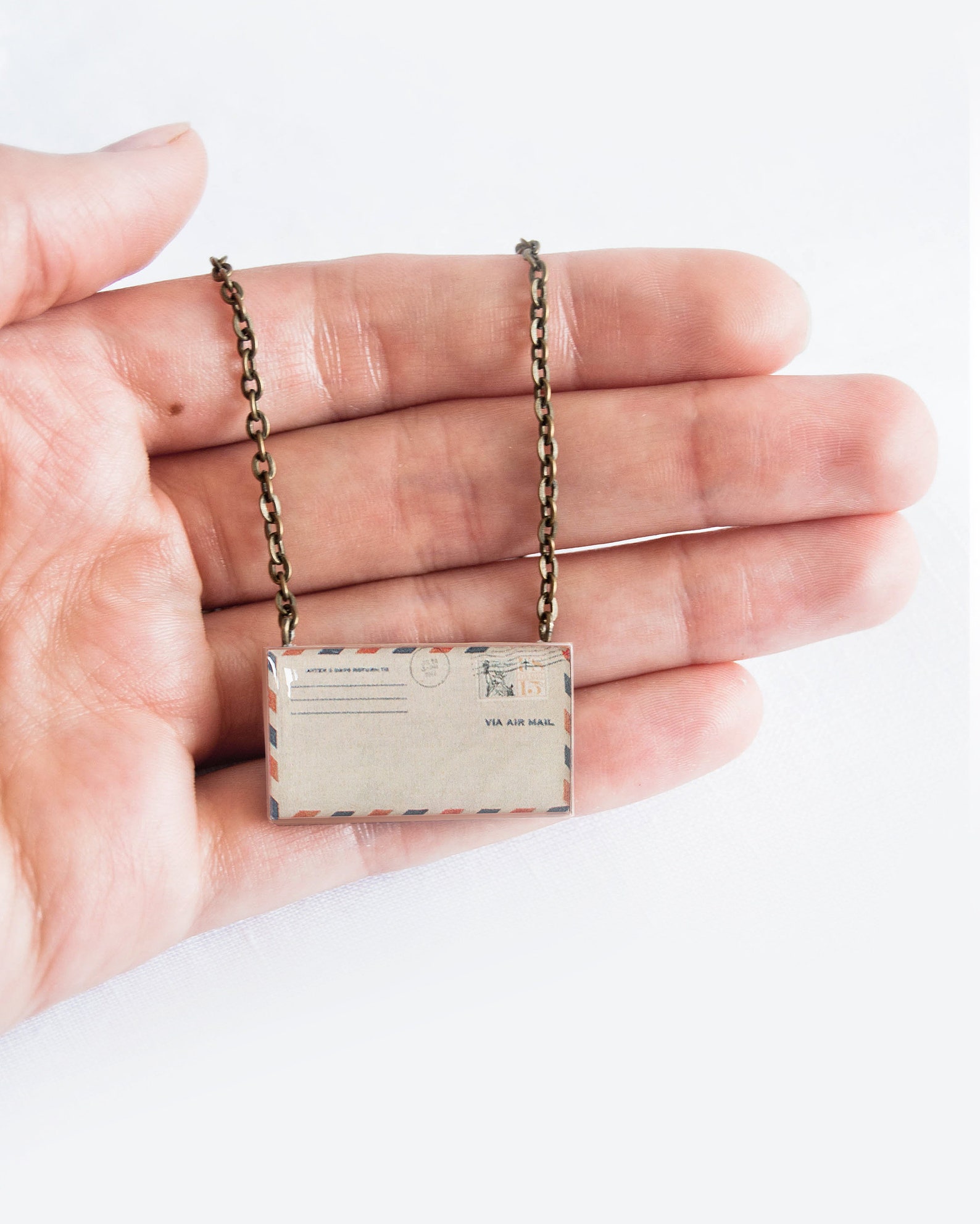Small envelope necklace unusual jewelry pendant necklace Etsy