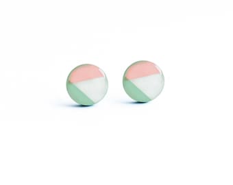 Mint stud earrings Geometric jewelry nickel free earrings studs