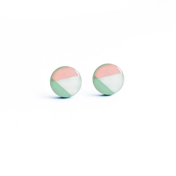 Mint stud earrings Geometric jewelry nickel free earrings studs