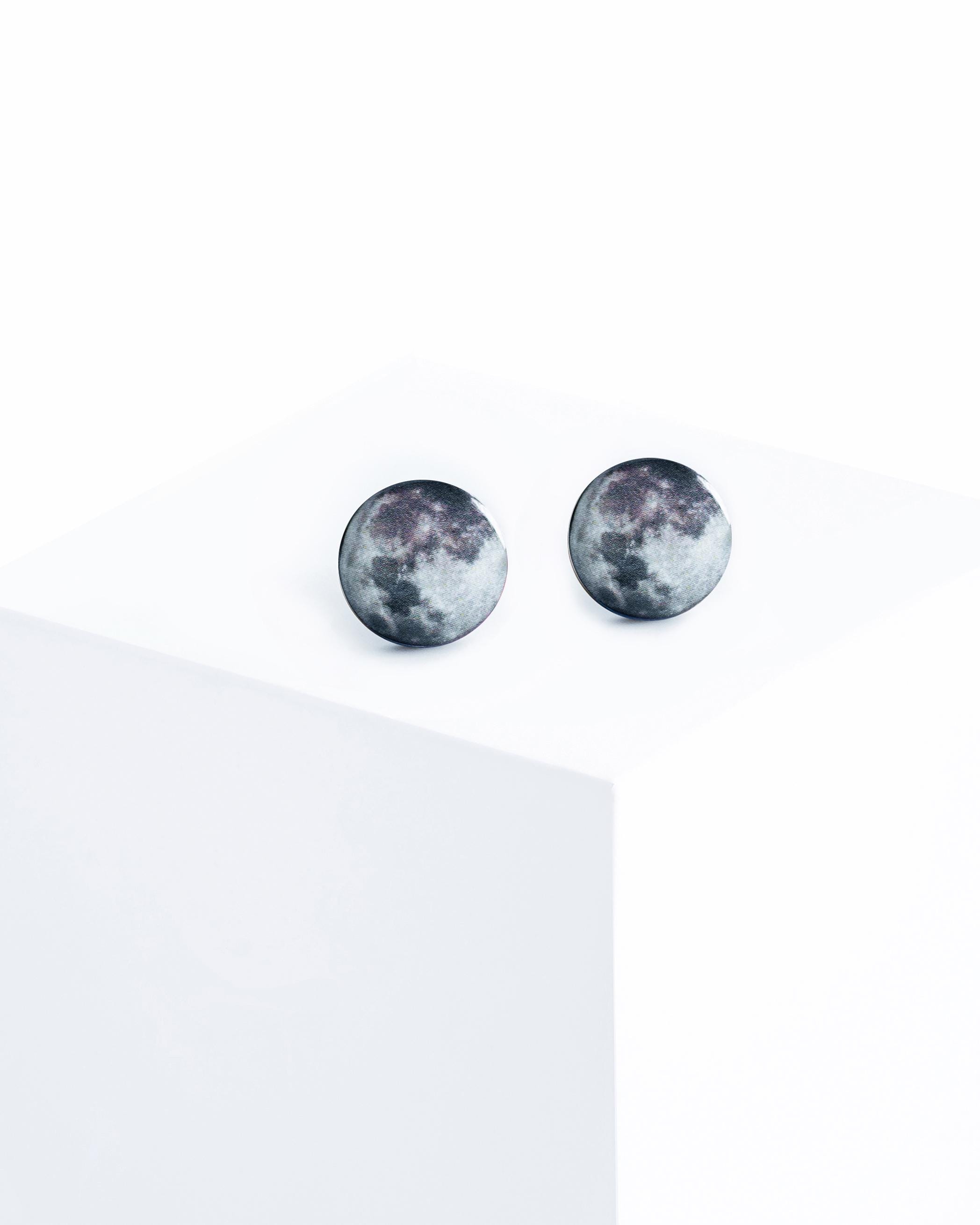 Full Moon Earrings Studs, Astronomy Jewelry Full Moon Stud