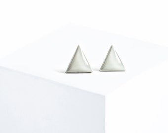 Light gray triangle studs geometric stud earrings grey