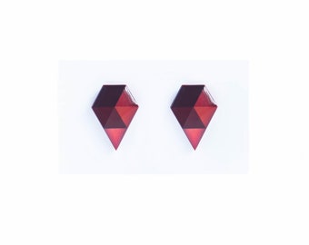 Geometric stud earrings geometric jewelry unusual studs earrings maroon