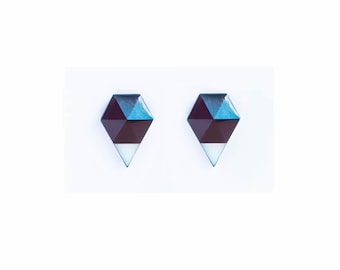 Geometric stud earrings, navy blue post earrings, modern jewellry, unique stud earrings