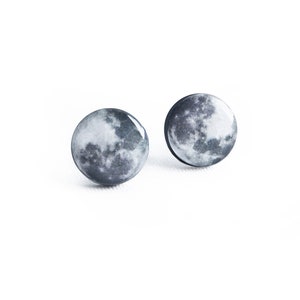 Full moon earrings studs, astronomy jewelry full moon stud earrings space jewelry