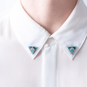 Collar brooches, triangle collar clips geometric accessory