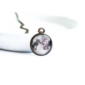Gioielli spaziali, collana con luna piena, gioielli astronomici, ciondolo con luna