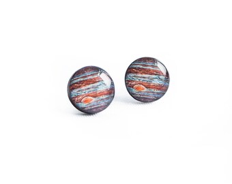 Jupiter earrings studs astronomy jewelry space stud earrings