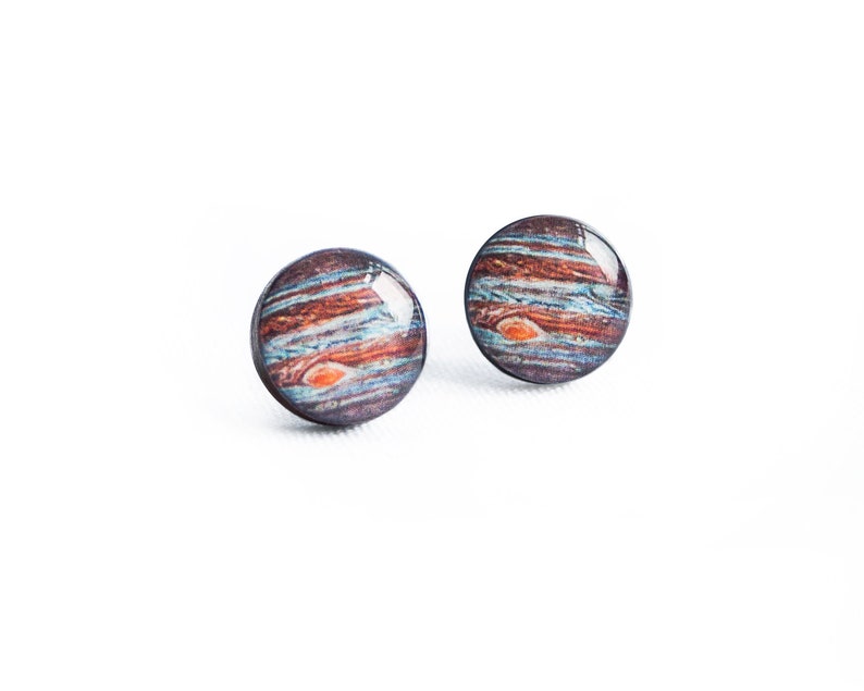 Jupiter earrings studs astronomy jewelry space stud earrings image 1