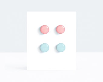 Stud earrings set, nickel free earrings, pink stud earrings